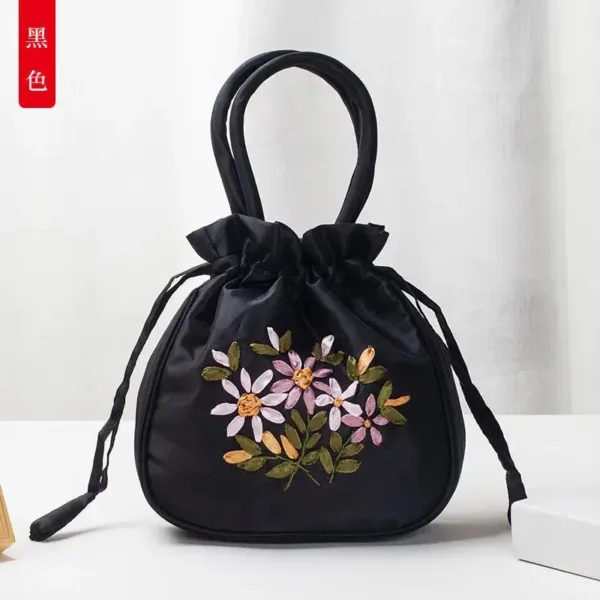 Embroidered Floral Bucket Bag - Image 3