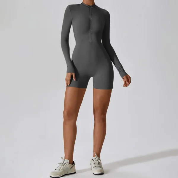 Summer Zipper Workout Jumpsuit Sports Overalls Women Gym Clothing Running Fitness Suits Gym Tracksuit Short Sportswear Yoga Set - Image 7