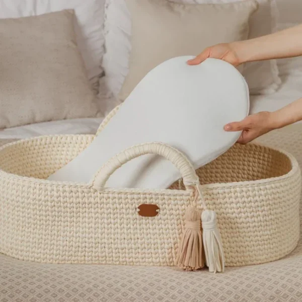 Baby Cradle Mattress Baby Out Basket Mat Nursing Table Mat Newborn Toddler Organic Cotton Foam Mattress with Extra Sheet Liner - Image 6