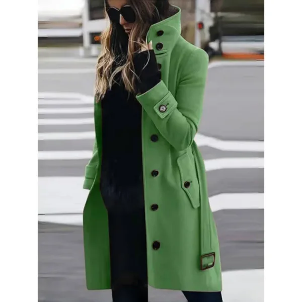 Wool Blend Women's Coat Outerwears Winter Warm Female Jackets Single Breasted Turn-down Collar Long Women's Clothes - Image 8