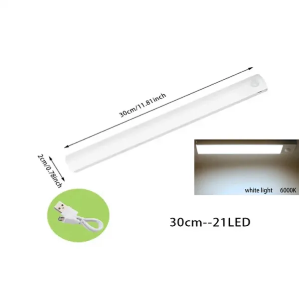 PIR Motion Sensor LED Under Cabinet Lamp Dimmable Rechargeable Night Light Stairs Closet Room Aisle Tube Bar Detector Bulb - Image 4
