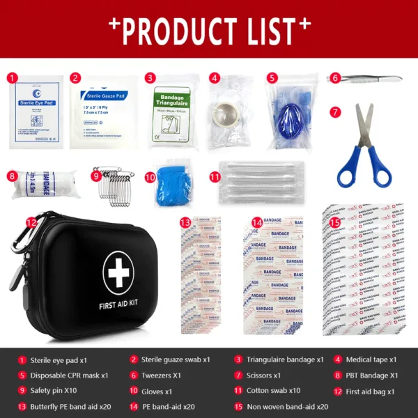 91pcs Portable Emergency Medical First Aid Bag Kit For Household Outdoor Travel Camping Equipment Medicine Survival - Image 5