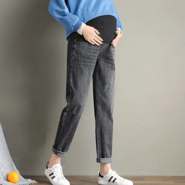 Pregnancy Abdominal Pants Boyfriend Jeans Maternity Pants For Pregnant Women Clothes High Waist Trousers Loose Denim Jeans - Image 4