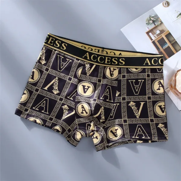 5pcs/lot Black Gold Men Boxers Comfortable Cotton Fashion Underwear - Image 2