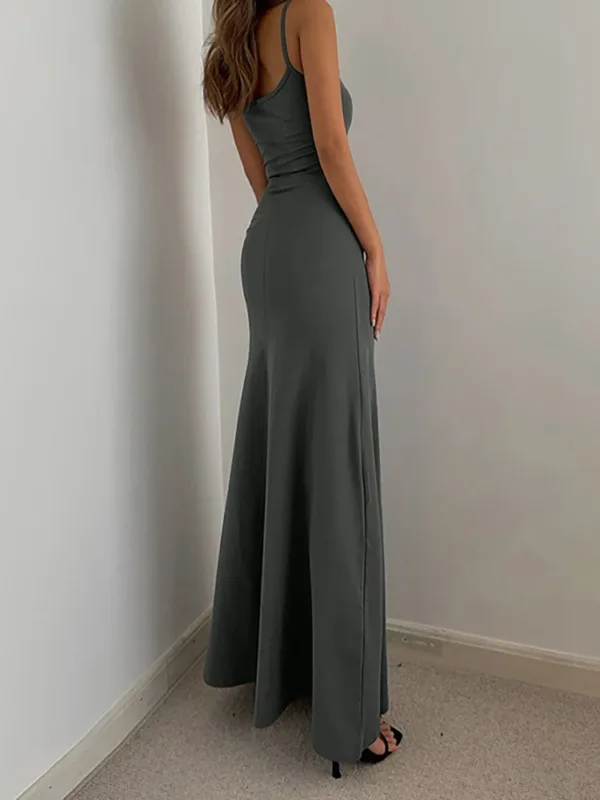 2024 Summer Women's New Fashion Simple Temperament Suspender Long Backless Slim Waisted Sexy Sweet And Spicy Casual Dresses - Image 3