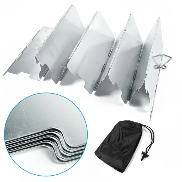 9 Plates Foldable Gas Stove Windshield Outdoor Camping Cooking Burner Windproof Screen Aluminium Alloy Outdoor Stove Wind Shield - Image 3