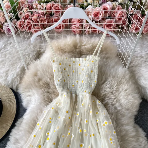 Casual Dresses For Women Cover Ups Floral Sleeveless Spaghetti Strap Backless Mid Long Free Size Sun Black Skin Pink Dress - Image 6