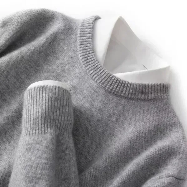 Autumn/Winter Pullover Men's Business Cashmere Round Neck Knitted Woolen Pullover Sweater Warm Long Sleeve High Quality Sweater - Image 2