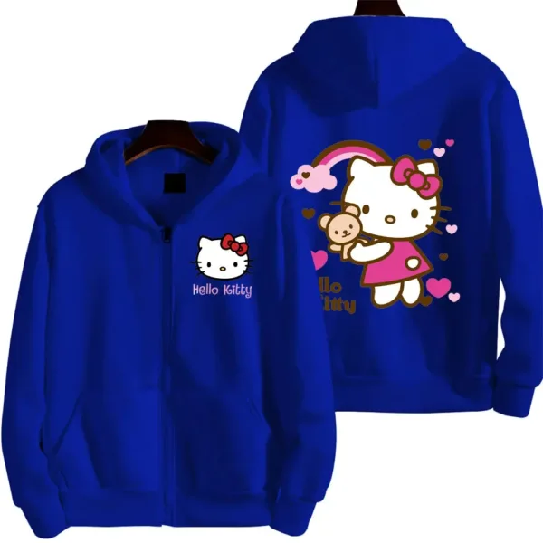 Women's Zipper Hoodie Autumn and Winter New Cute Kawaii Sanrio Hello Kitty Pattern Sweatshirt 2024 Streetwear Women's Clothing - Image 10