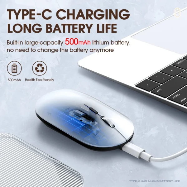 Wireless bluetooth Mouse Silent Rechargeable Mice Bluetooth Mouse for Laptop Computer Desktop PC MacBook Mac IPad IPhone Tablet