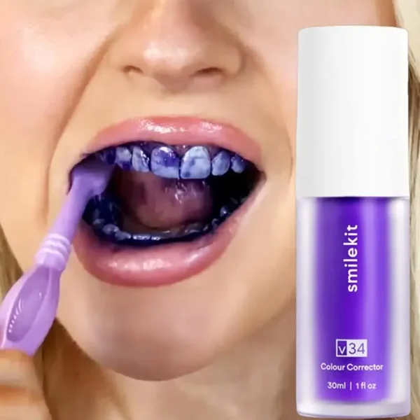 30ml V34 SmileKit Purple Toothpaste Removes Tartar Clean Oral Hygiene Fresh Breath Whitening Teeth Care Products - Image 4