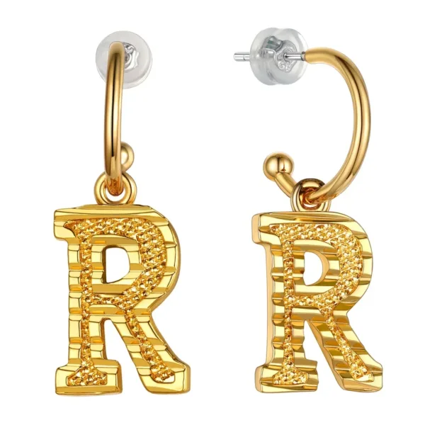 Vintage Gold Alphabet Earrings - Image 10