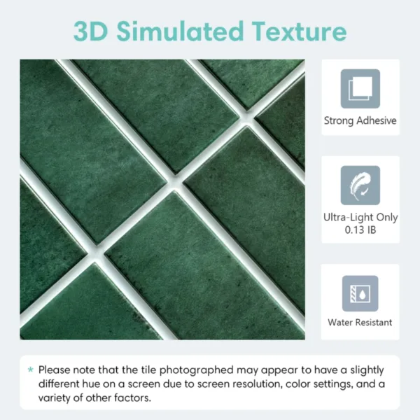 Decorative 3D Peel and Stick Wall Panel 3D Tile Sticker Self-Adhesive Kitchen Tile Backsplash Bathroom Wall Sticker Waterproof - Image 5