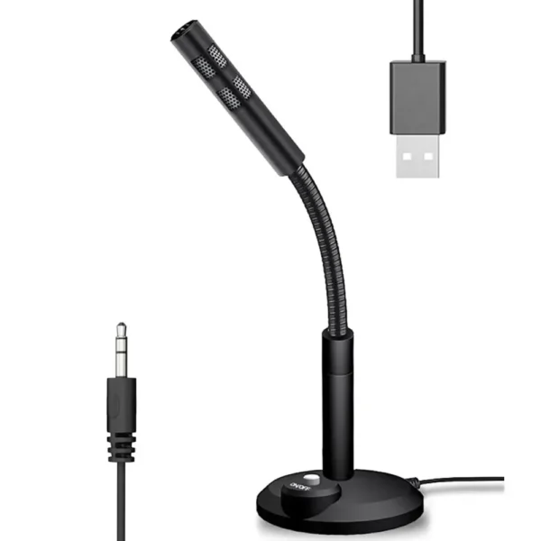 USB Desktop Microphone 3.5mm Omnidirectional PC Laptop Computer Mic for Computer Gaming Recording Chatting Singing Meeting - Image 2