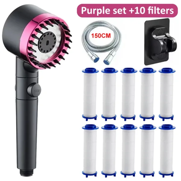 High Pressure Shower Head 4 Modes Adjustable Showerhead With Massage Brush Filters Water Saving Shower Bathroom Accessories - Image 3