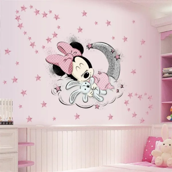 Cartoon Disney Mickey Mouse Minnie Baby Sleep Wall Sticker For Kids Room Decoration Wallpaper Cute Self-Adhesive DIY Mural Decal - Image 22