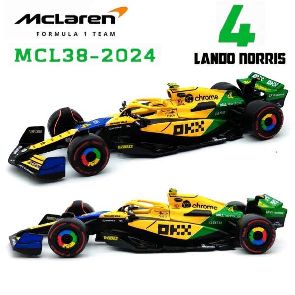 Bburago 1:43 2024 F1 Mclaren Mcl38 Monaco Grand Prix F1 Alloy Miniature Diecast Model #4 #81 Lando Norris ﻿F1 Car Toys Gift - Image 2