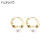 Korean Gold Pearl Hoop