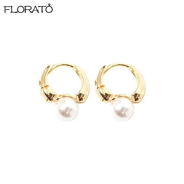 Korean Gold Pearl Hoop