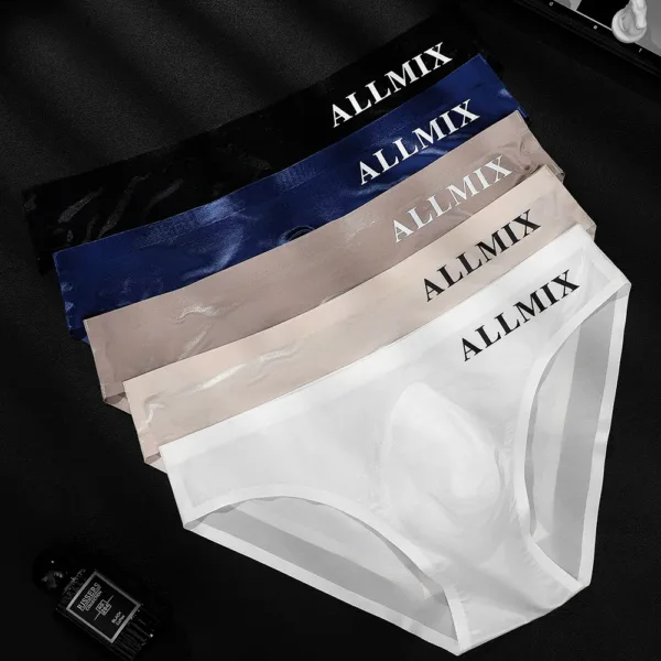 Sexy men underwear letter sports fitness clear ice silk bragas japonesas low waist U convex seamless panties boxers & briefs man - Image 11