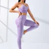 Women Yoga Set 2/Pcs Seamless Workout Outfits Yoga Sportswear Tracksuit Leggings And Thin Shoulder Strap Stretch Sports Bra Fitn - Image 8