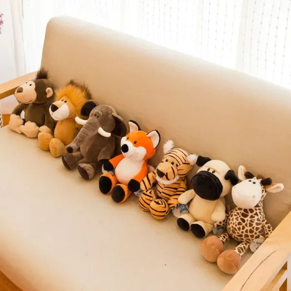 25CM Kawaii Jungle Animal Plush Toys Forest Animal Plush Dog Zebra Elephant Lion Fox Giraffe Children's Toys Doll Birthday Gift - Image 14