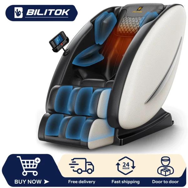 Zero Gravity Recliner Massage Chair with Full Body Heat, Bluetooth Speakers, Airbags, and Foot Roller - Image 6