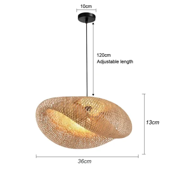 Bamboo Hanging Lamp Pendant Ceiling Light Rattan Wicker Lustre Hand Knit Braiding Suspended Home Dining люстра потолочная - Image 7