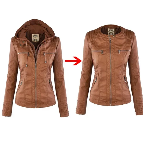Faux Leather Jacket Women 2024 Basic Jacket Coat Female Winter Motorcycle Jacket PU Leather Zipper Hoodies Outerwear chaqueta - Image 2