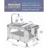 Baby Bassinet Bedside Crib, Pack and Play with Mattress, Diaper Changer and Playards from Newborn to Toddles, Grey - Image 3