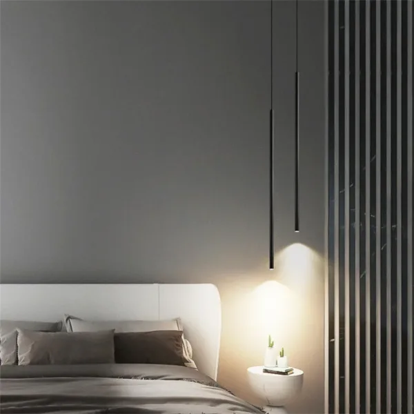 Superfine 2CM Led Pendant Lights Long Tube Hanging Lamp Kitchen Island Dining Room Table Pendant Lamp Bedroom Bedside Droplight - Image 4