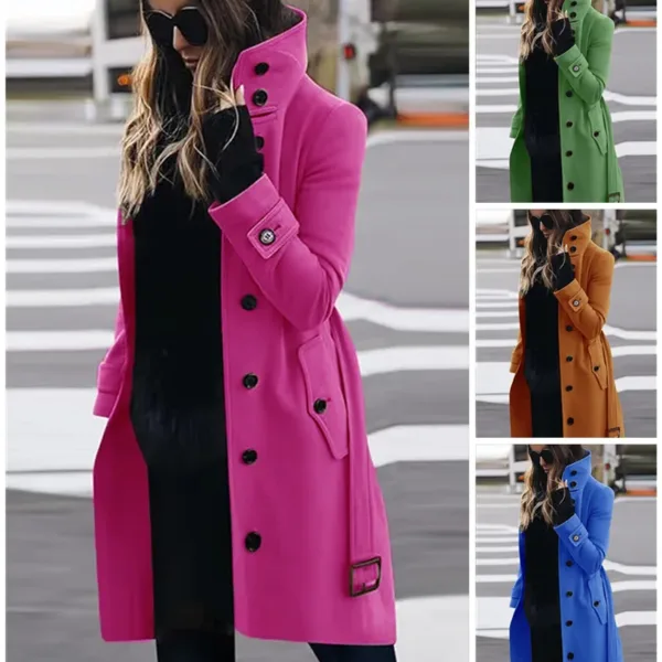 Wool Blend Women's Coat Outerwears Winter Warm Female Jackets Single Breasted Turn-down Collar Long Women's Clothes - Image 5