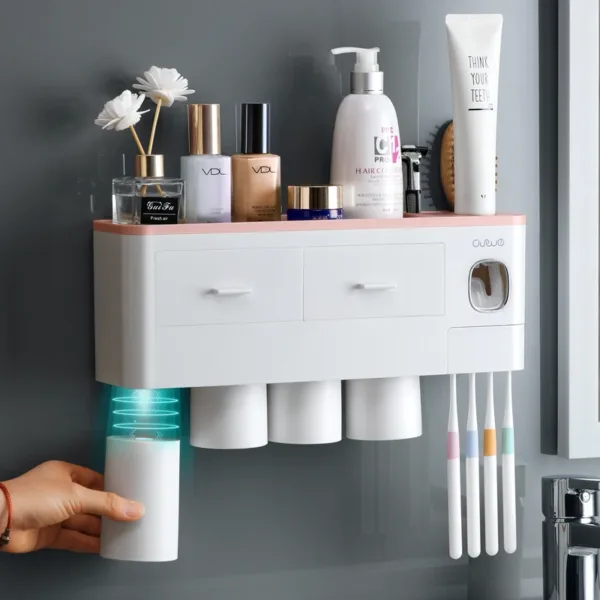 Bathroom Accessories organizer Set Toothbrush Holder Automatic Toothpaste Dispenser Holder Toothbrush Wall Mount Rack Tools Set - Image 9