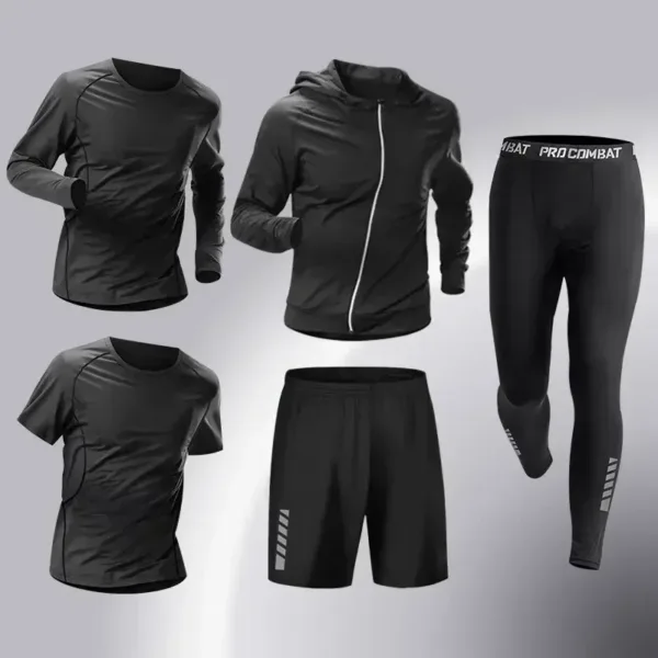 Fashion 3-5 PCS Mens Running Sportswear Set Fitness Jogging Compression Tracksuit Suit Training Sports Clothes Dry Fit Leggings - Image 13