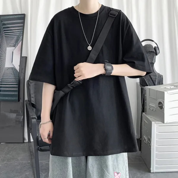 Men's Cotton Oversized T-shirt Loose Tops Tshirts For Clothing Breathable Casual Pattern Short Sleeve Tees Streetwear Recommend - Image 6