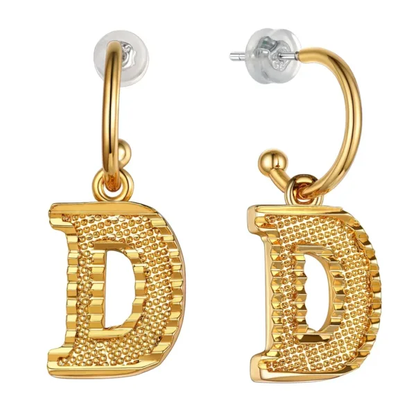 Vintage Gold Alphabet Earrings - Image 9