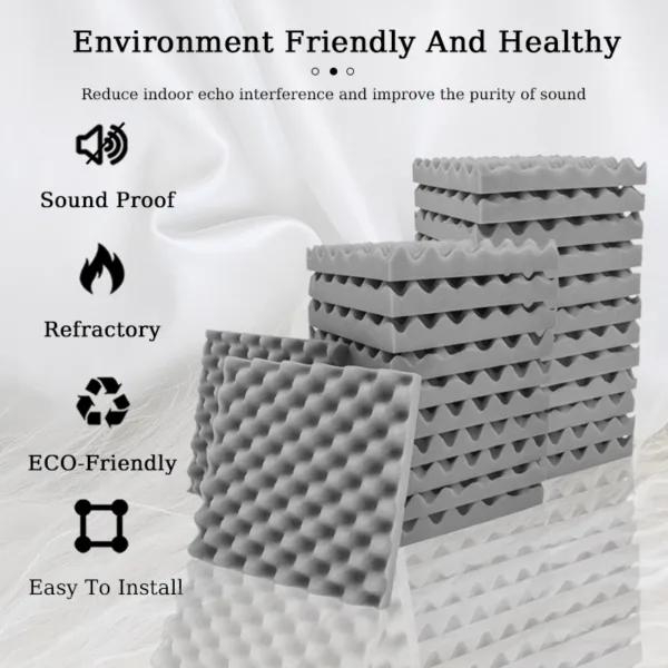 TOUO Egg Trough Acoustic Foam 6/12/24 Pcs Self-Adhesive Studio Wedge Tiles Sound Proofing Padding Wall Sound Proof Foam Panels - Image 5