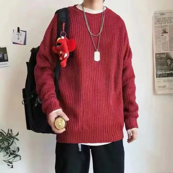 2023 Men Autumn Solid Color Wool Sweaters Slim Fit Streetwear Mens Clothing Casual Knitted Sweater Men Korean Fashion Pullovers