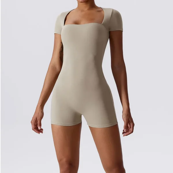 Summer Yoga Suit Women's Short One Piece Sports Suit Short Sleeve Gym Clothes Push Up Training Fitness Yoga Bodysuit Sportswear - Image 2