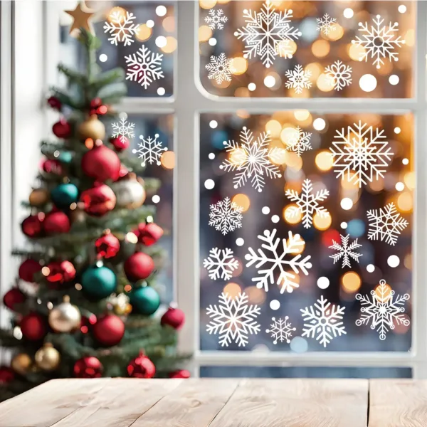 2025 Merry Christmas Decoration White Snowflake Window for Home Wall Window Sticker Ornaments Garland New Year wall stickers - Image 6