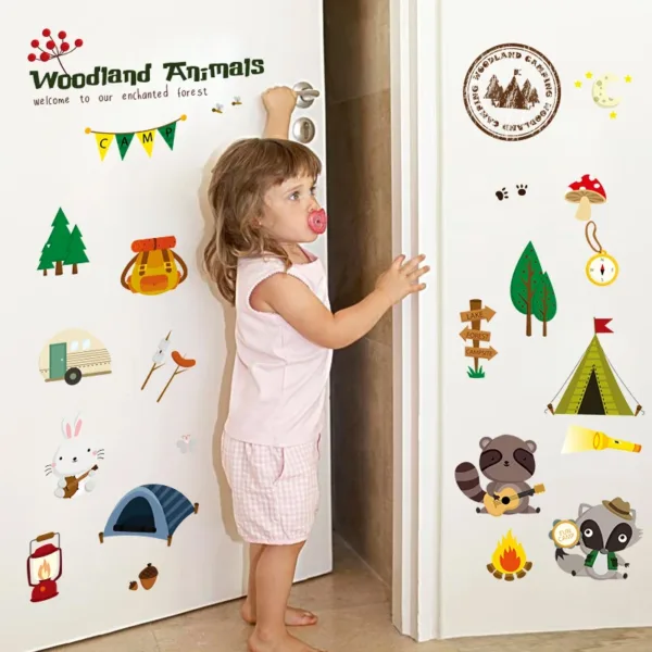Funny Animals Bird Swinging Wall Stickers Kids Room Decoration Diy Cartoon Monkey Giraffe Lion Mural Art Pvc Posters Home Decals - Image 5