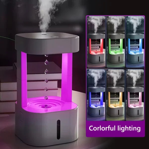 580ml Water Droplet Air Humidifier Anti-Gravity Ultrasonic Cool Mist Maker Weightless Sprayer with LED Night Light Humidifier - Image 7