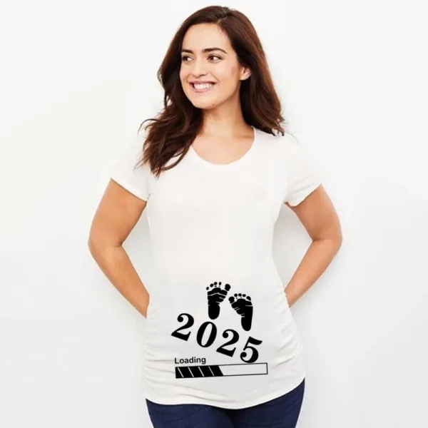 Baby Loading 2025 Print Pregnant T-Shirt Maternity Short Sleeve T Shirts Pregnancy Announcement Tops New Mom Tshirt Clothes Tees - Image 2