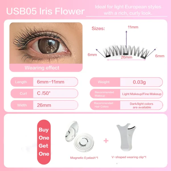PRAECLARUS 2Pairs Reusable Magnetic Lashes No Glue Needed Professional Premium 3D Magnetic Eyelash 3-Step Press On False Eyelash - Image 6