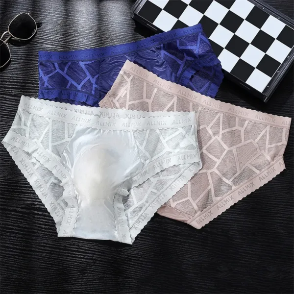 Sexy men underwear letter sports fitness clear ice silk bragas japonesas low waist U convex seamless panties boxers & briefs man - Image 14