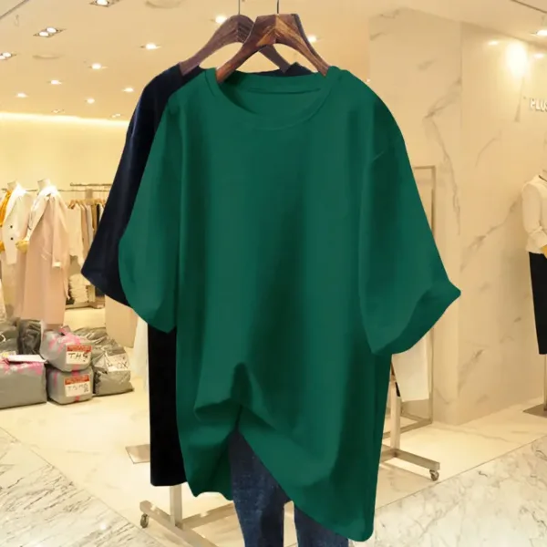 Women Clothing Fashion Cotton O-neck Short Sleeve T-shirt Summer Casual Loose Oversized Solid Top Tee Basic Pullover 45-105Kg - Image 7