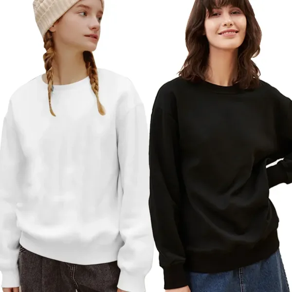 Woman Solid Color O-Neck Sweatshirt Casual Fit Hoodie Harajuku Aesthetic Streetwear Pullover White Tops Korean Pop Clothing Top - Image 7