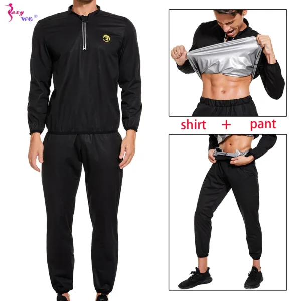 SEXYWG Sauna Suit for Men Hot Sweat Set Weight Loss Sportwear Fitness Sport Shirt Workout Leggings Gym Fat Burning Body Shaper - Image 4