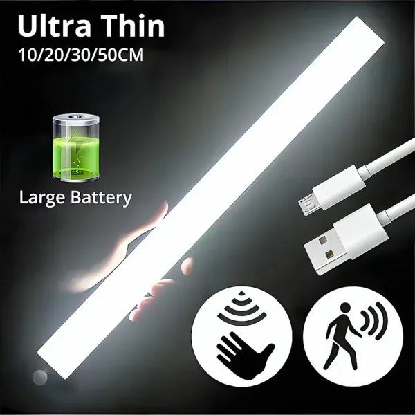 Motion Sensor Night Lights Wireless LED Lamp USB Rechargeable Magnetic For Wardrobe Room Closet Kitchen Aisle Tube Detector Bulb - Image 3