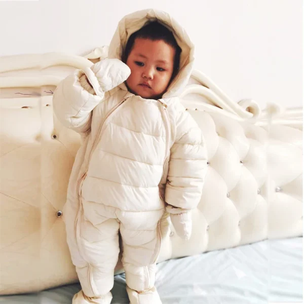 OLEKID 2024 Newborn Baby Jumpsuit Hooded Plus Velvet Warm Baby Boys Snowsuit Toddler Snow Suit Baby Girl Cotton Overalls Rompers - Image 8